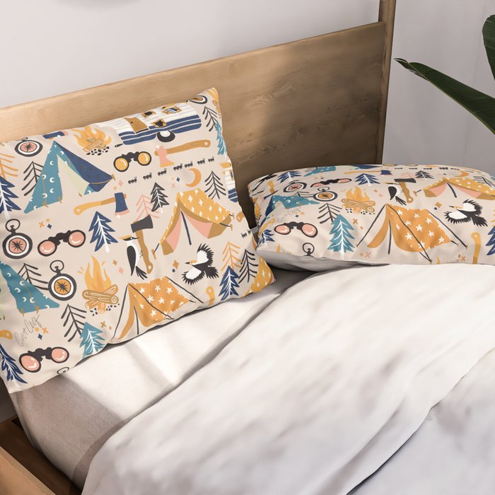 Camping Kit - Orange & Blue Pillow Sham Gallery Image 2