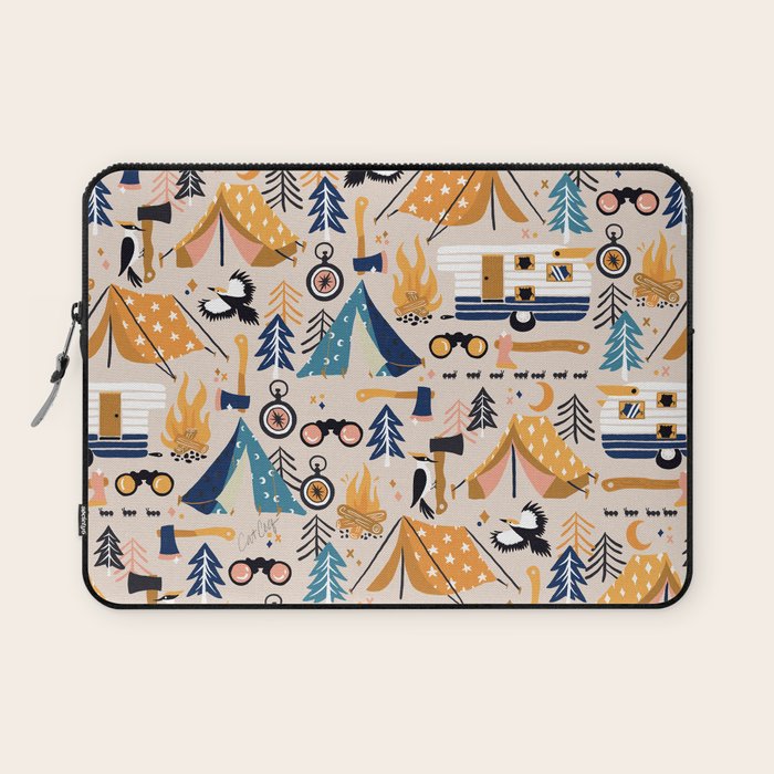 Camping Kit - Orange & Blue Laptop Sleeve Gallery Image 1