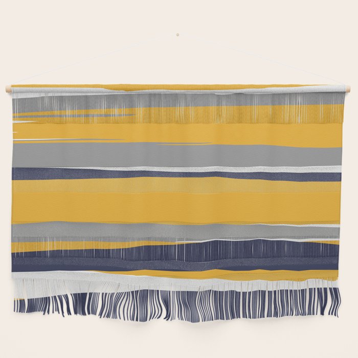 Stripes Abstract, Yellow, Grey, Navy Wall Hanging Gallery Image 1