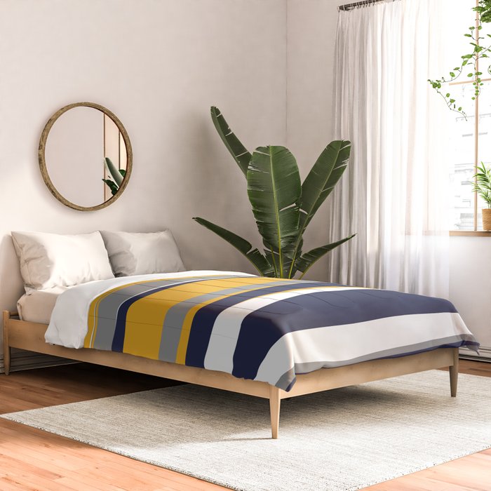 Stripes Abstract, Yellow, Grey, Navy Comforter Gallery Image 2