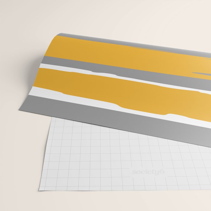 Stripes Abstract, Yellow, Grey, Navy Wrapping Paper Gallery Image 2