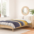 Stripes Abstract, Yellow, Grey, Navy Duvet Cover Gallery Image 2