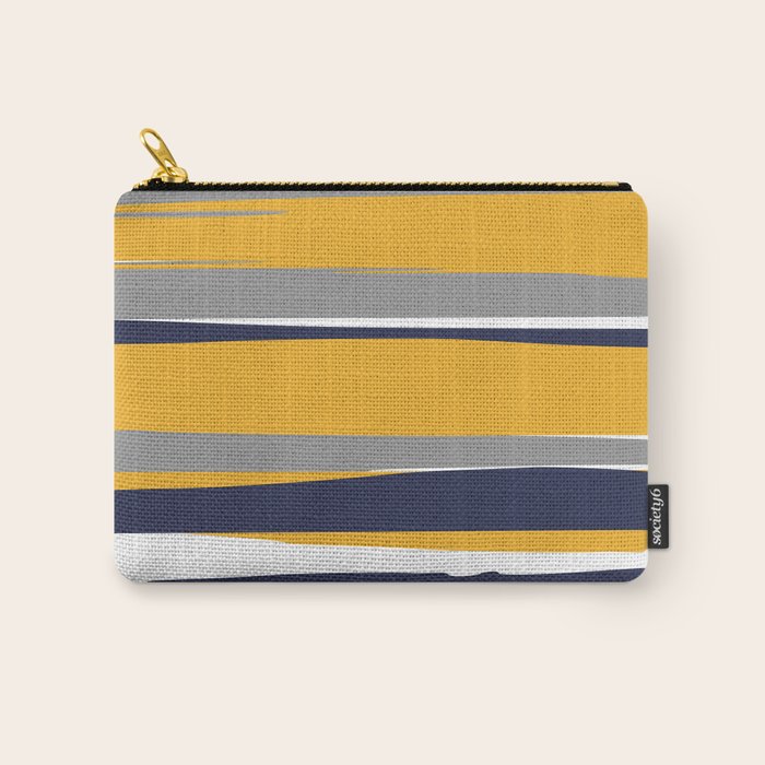 Stripes Abstract, Yellow, Grey, Navy Carry All Pouch Gallery Image 1