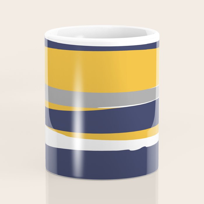 Stripes Abstract, Yellow, Grey, Navy Coffee Mug Gallery Image 4