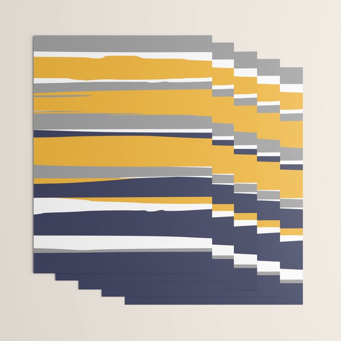 Stripes Abstract, Yellow, Grey, Navy Wrapping Paper Gallery Image 3