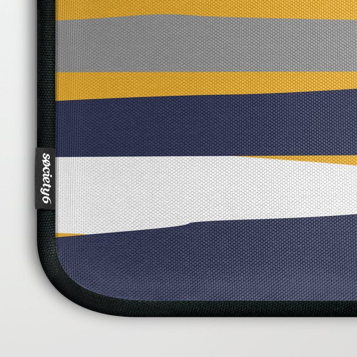 Stripes Abstract, Yellow, Grey, Navy Laptop Sleeve Gallery Image 3