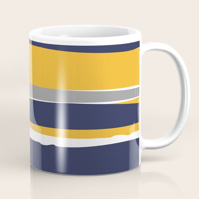 Stripes Abstract, Yellow, Grey, Navy Coffee Mug Gallery Image 1