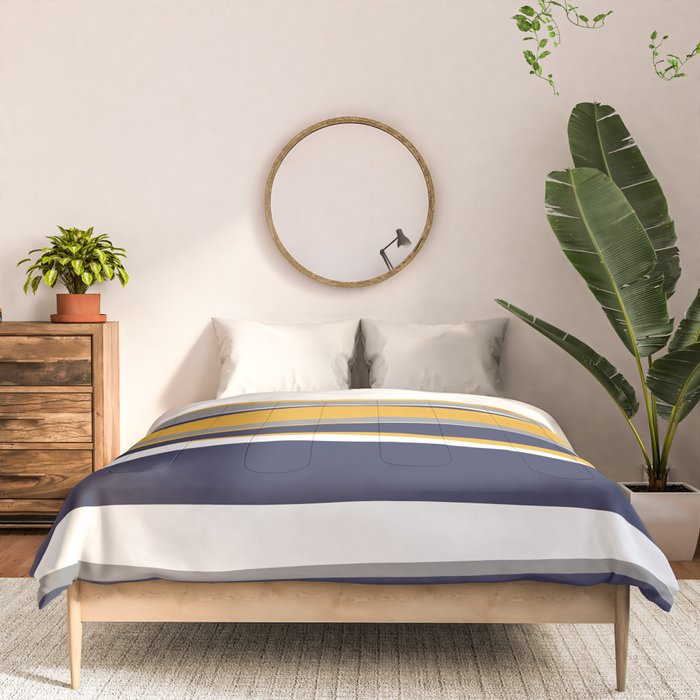 Stripes Abstract, Yellow, Grey, Navy Comforter Gallery Image 3