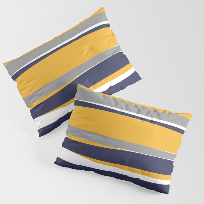 Stripes Abstract, Yellow, Grey, Navy Pillow Sham Gallery Image 3