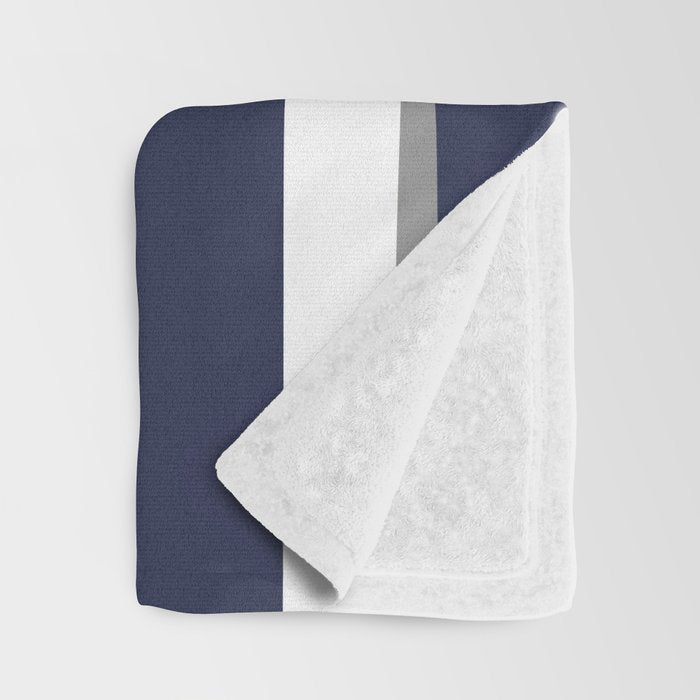 Stripes Abstract, Yellow, Grey, Navy Throw Blanket Gallery Image 3