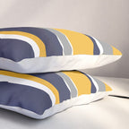 Stripes Abstract, Yellow, Grey, Navy Pillow Sham Gallery Image 3