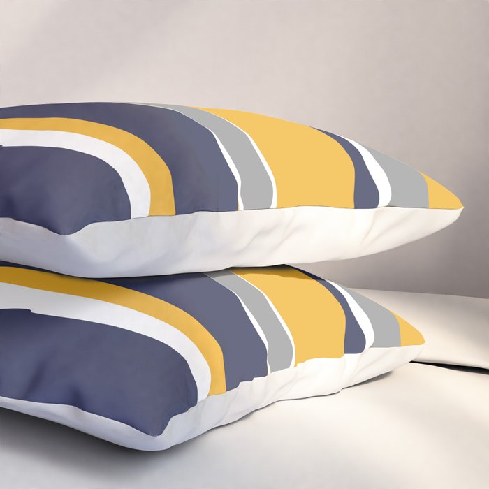 Stripes Abstract, Yellow, Grey, Navy Pillow Sham Gallery Image 3
