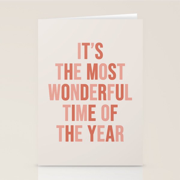 The Most Wonderful Time Of The Year Warm Pink Stationery Card Gallery Image 1