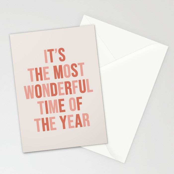 The Most Wonderful Time Of The Year Warm Pink Stationery Card Gallery Image 2