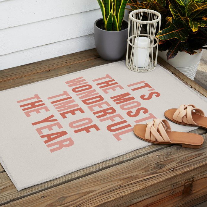 The Most Wonderful Time Of The Year Warm Pink Outdoor Rug Gallery Image 2