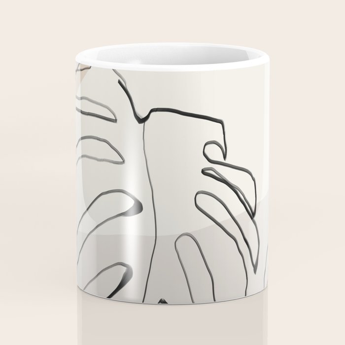 Minimal Abstract Art- Monstera Coffee Mug Gallery Image 4