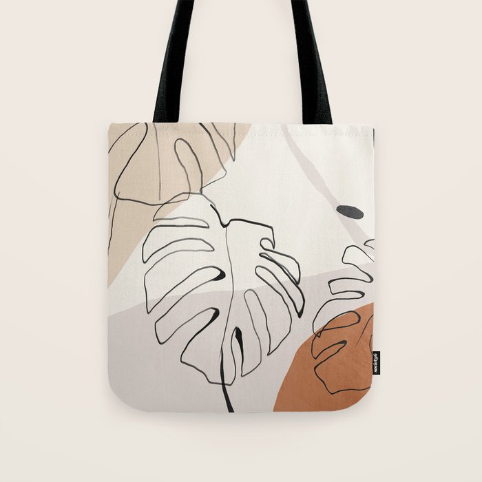 Minimal Abstract Art- Monstera Tote Bag Gallery Image 1