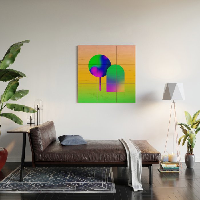 Tuscan  Landscape - Ombre Colors Minimalist Modern Abstract Iluustration  Wood Wall Art Gallery Image 2