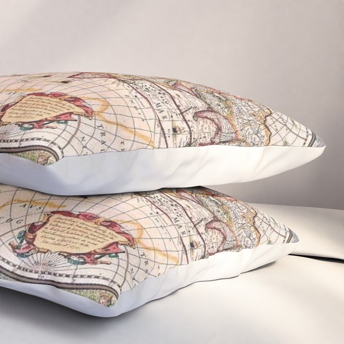 Gorgeous Old World Geographical Map Pillow Sham Gallery Image 3