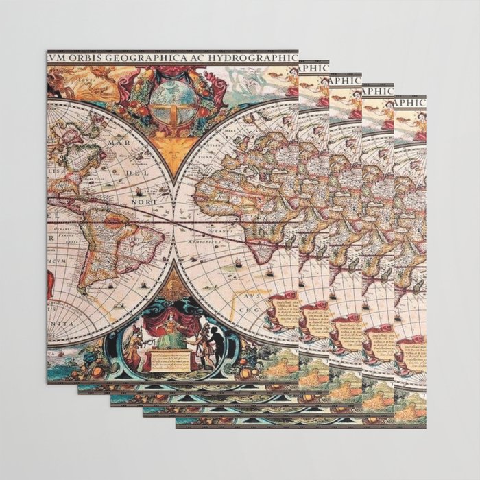 Gorgeous Old World Geographical Map Wrapping Paper Gallery Image 3