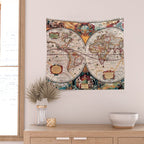 Gorgeous Old World Geographical Map Wall Tapestry Gallery Image 2