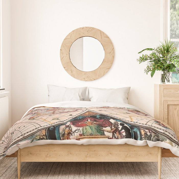 Gorgeous Old World Geographical Map Duvet Cover Gallery Image 3