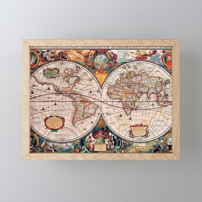 Gorgeous Old World Geographical Map Mini Art Print Gallery Image 1