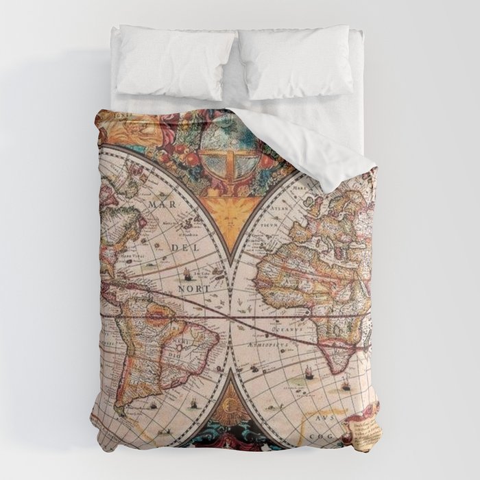 Gorgeous Old World Geographical Map Duvet Cover Gallery Image 6