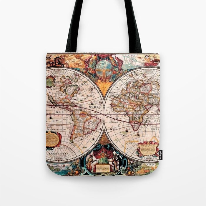 Gorgeous Old World Geographical Map Tote Bag Gallery Image 1