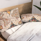 Gorgeous Old World Geographical Map Pillow Sham Gallery Image 2