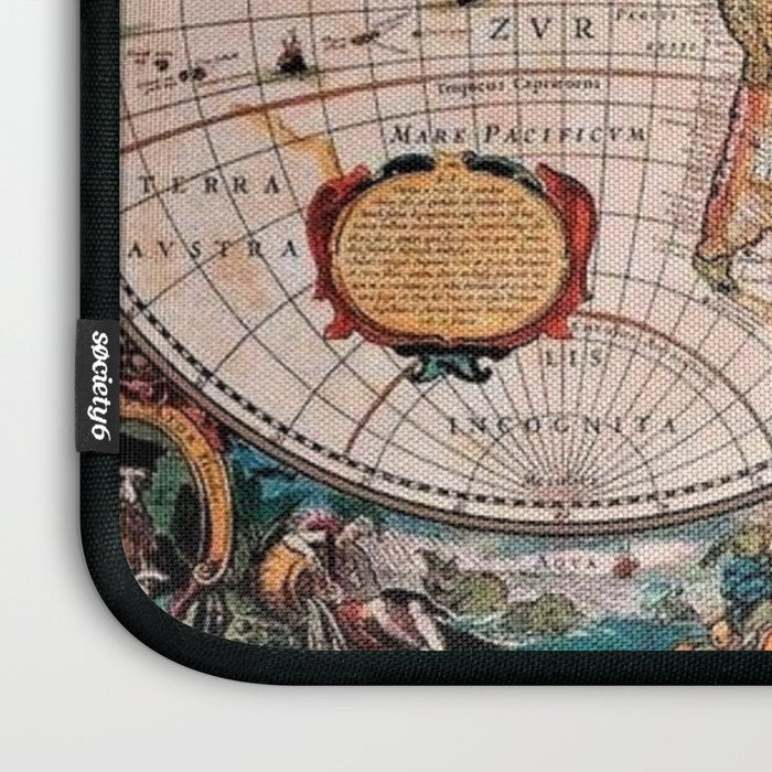 Gorgeous Old World Geographical Map Laptop Sleeve Gallery Image 3
