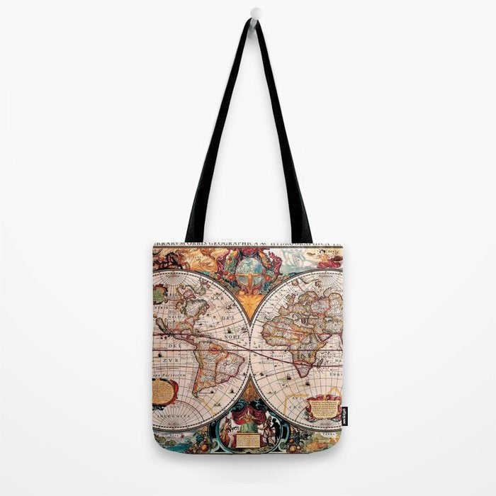 Gorgeous Old World Geographical Map Tote Bag Gallery Image 2