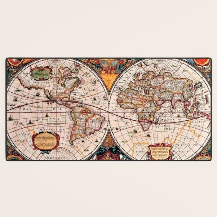 Gorgeous Old World Geographical Map Desk Mat Gallery Image 3