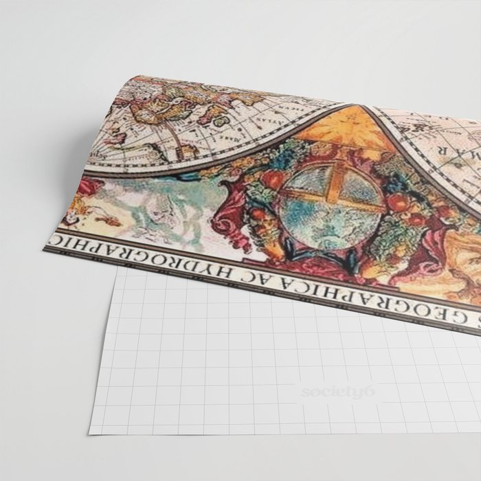 Gorgeous Old World Geographical Map Wrapping Paper Gallery Image 2
