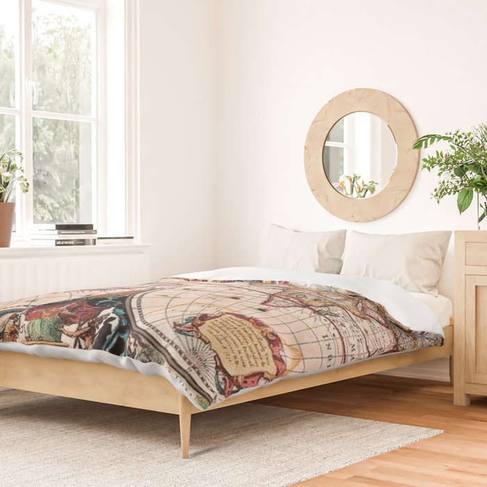 Gorgeous Old World Geographical Map Duvet Cover Gallery Image 2