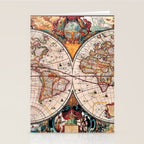 Gorgeous Old World Geographical Map Stationery Card Gallery Image 2