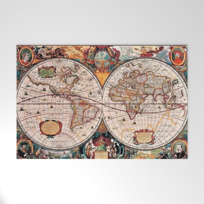 Gorgeous Old World Geographical Map Welcome Mat Gallery Image 1