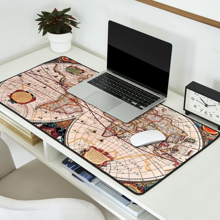Gorgeous Old World Geographical Map Desk Mat Gallery Image 2