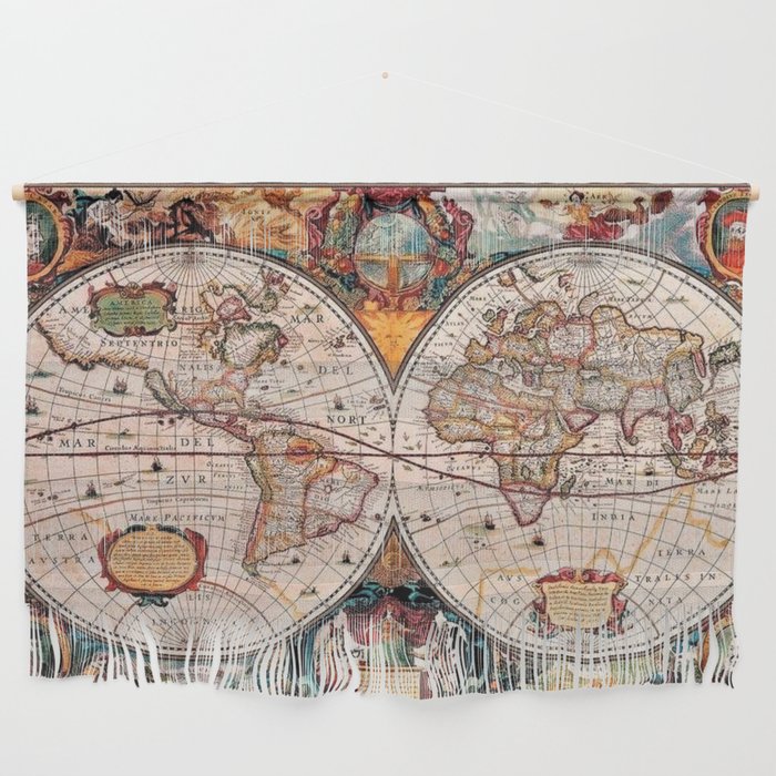Gorgeous Old World Geographical Map Wall Hanging Gallery Image 1