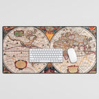 Gorgeous Old World Geographical Map Desk Mat Gallery Image 1