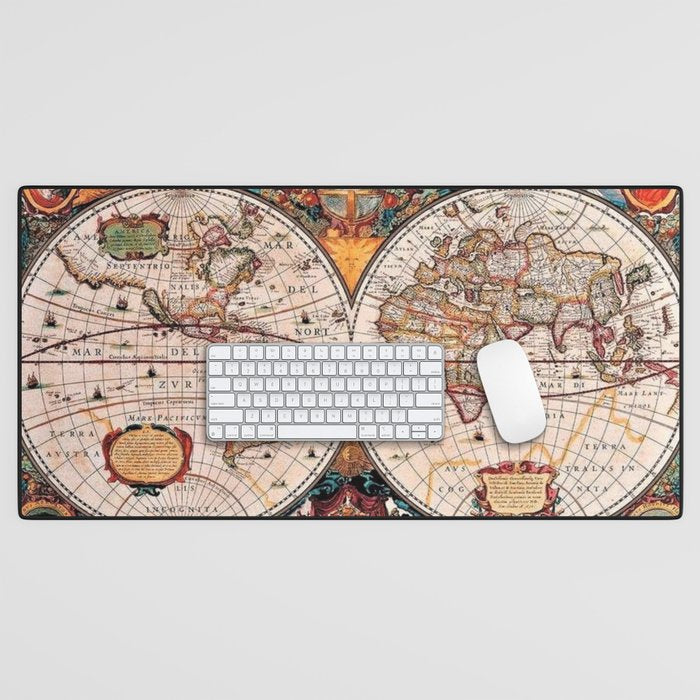 Gorgeous Old World Geographical Map Desk Mat Gallery Image 1