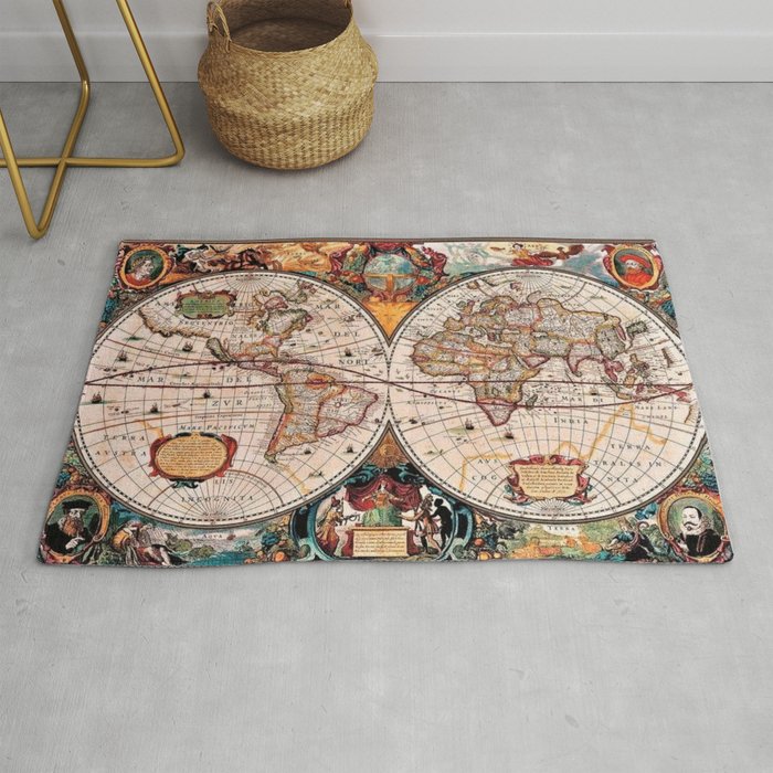 Gorgeous Old World Geographical Map Rug Gallery Image 1