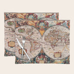 Gorgeous Old World Geographical Map Placemat Gallery Image 1