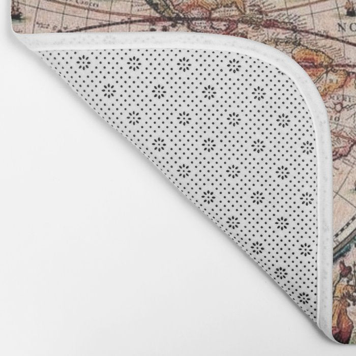 Gorgeous Old World Geographical Map Bath Mat Gallery Image 2