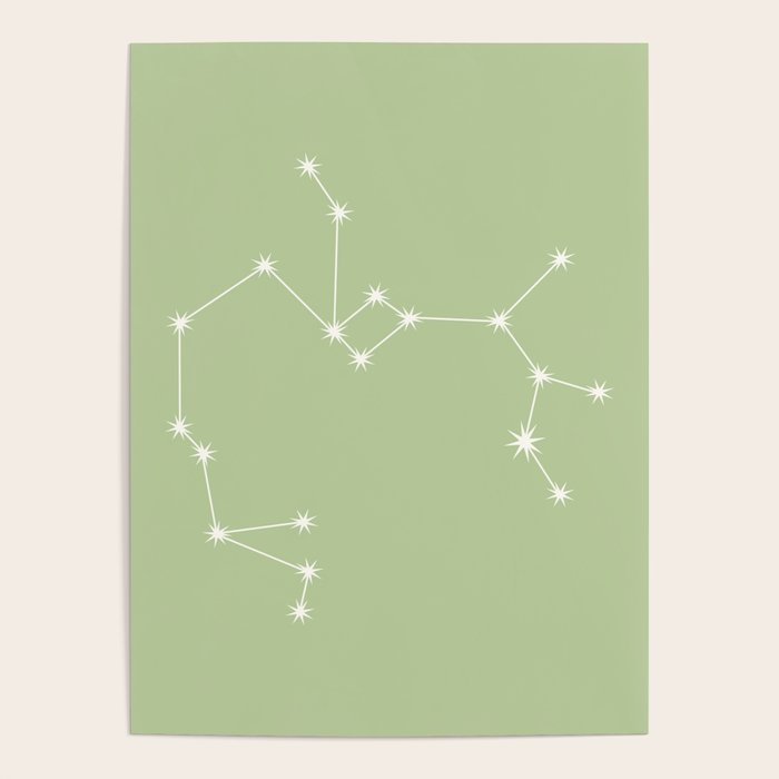 Sagittarius Zodiac Star Constellation Line Art Soft Green Poster Gallery Image 4