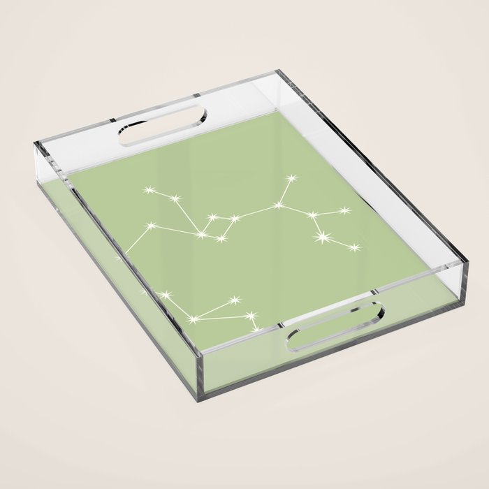 Sagittarius Zodiac Star Constellation Line Art Soft Green Acrylic Tray Gallery Image 1