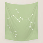 Sagittarius Zodiac Star Constellation Line Art Soft Green Wall Tapestry Gallery Image 4