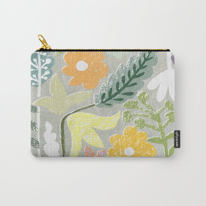 Block print spring meadow Carry All Pouch Gallery Image 1