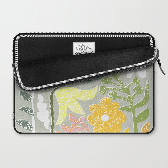 Block print spring meadow Laptop Sleeve Gallery Image 2