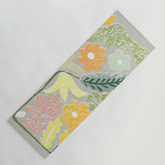Block print spring meadow Yoga Mat Gallery Image 1